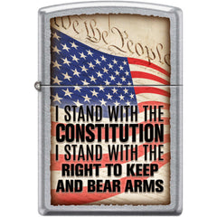 Zippo Windproof Pocket Lighter - Right To Bear Arms Design Street Chrome Metal | XC515