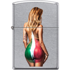 Zippo Windproof Pocket Lighter - Italy Color Girl Street Chrome Metal | XC520