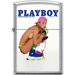 Zippo Windproof Pocket Lighter - Playboy April 1991 Street Chrome Metal | XC534