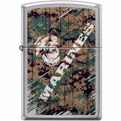 Zippo Windproof Pocket Lighter - USMC Street Chrome Metal | XC537