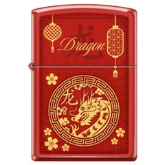 Zippo Windproof Pocket Lighter - Zodiac Dragon Red Matte Metal | XC330