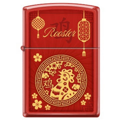Zippo Windproof Pocket Lighter - Zodiac Rooster Red Matte Metal | XC335