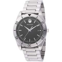 Movado Men's Watch - Sport Quartz Black Dial Silver Tone Steel Bracelet | 0607990