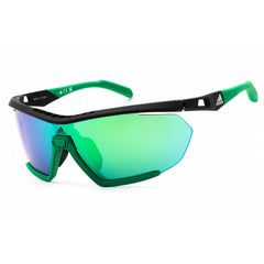 Adidas Men's Sunglasses - Black/Green Sport Wraparound Half Rim Frame | SP0072 05Q