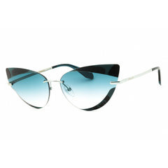 Adidas Women's Sunglasses - Shiny Light Blue Cat Eye Shape Half Rim Frame | OR0016 84W