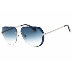 Adidas Men's Sunglasses - Shiny Blue Metal Aviator Shape Half Rim Frame | OR0018 90W