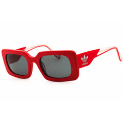 Adidas Unisex Sunglasses - Matte Red Acetate Rectangular Full Rim Frame | OR0076 67A