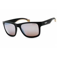 Hugo Boss Men's Sunglasses - Matte Black/Beige Rectangular Shape Frame | 1496/S 087 ZV
