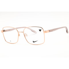 Nike Women's Eyeglasses - Shiny Rose Gold Rectangular Full Rim Frame | NIKE 8401 780