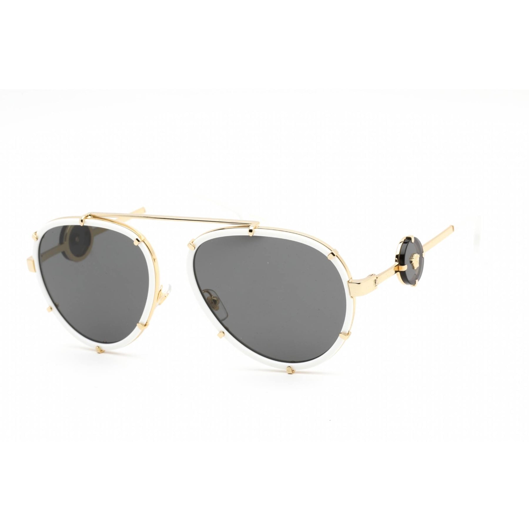 Versace Unisex Sunglasses - White Metal Aviator Shape Full  display picture 2