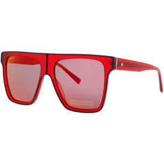 Elton John Women's Sunglasses - Matte Red Square Shape Full Rim Frame | GOLIATH MTRED