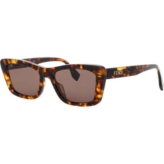 Fendi Women's Sunglasses - Dark Havana Rectangular Shape Full Rim Frame | FE40185I 52N