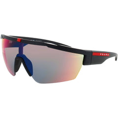 Prada Men's Sunglasses - Black Plastic Shield Shape Half Rim Frame | PS 03XS DG008F