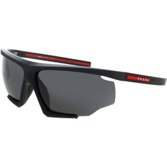Prada Men's Sunglasses - Black Plastic Shield Shape Half Rim Frame | PS 07YS DG006F