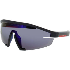 Prada Unisex Sunglasses - Matte Black Plastic Shield Half Rim Frame | PS 03ZS 1BO05U