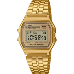 Casio Men's Watch - Chronograph Grey Digi Dial Yellow Gold Bracelet | A158WETG-9AVT