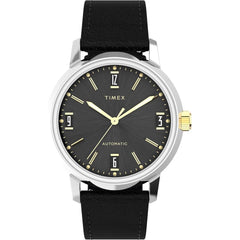 Timex Men's Watch - Marlin Automatic Black Dial Genuine Leather Strap | TW2W33900