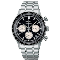 Seiko Men's Watch - Chronograph Black and Beige Dial Silver Tone Bracelet | SSB479P1