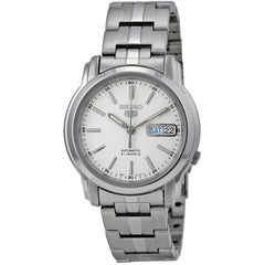 Seiko Men's Watch - Seiko 5 Automatic White Dial Silver Steel Bracelet | SNKL75K1