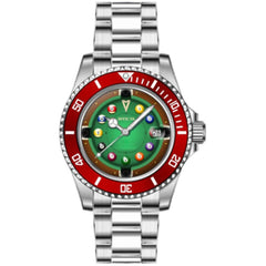 Invicta Men's Watch - Pro Diver Red and Green Dial Silver Steel Bracelet | 50523
