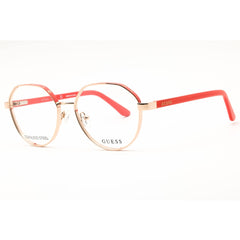 Guess Women's Eyeglasses - Pink/Gold Metal Round Shape Full Rim Frame | GU50124 074