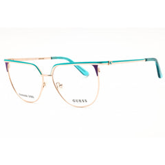 Guess Women's Eyeglasses - Rose Gold/Green Metal Round Full Rim Frame | GU50147 033