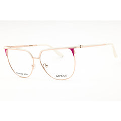 Guess Women's Eyeglasses - White/Gold Metal Round Full Rim Frame | GU50147 021