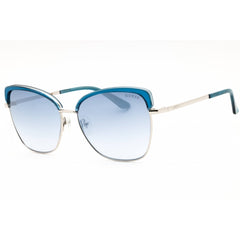 Guess Women's Sunglasses - Shiny Blue/Silver Cat Eye Full Rim Frame | GU7738 90W