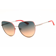 Guess Women's Sunglasses - Shiny Gunmetal/Red Metal Cat Eye Frame | GU7784 08B