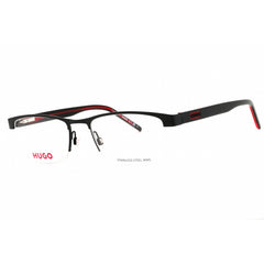 Hugo Men's Eyeglasses - Matte Black Metal Rectangular Half Rim Frame | HG 1199 003