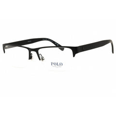 Polo Men's Eyeglasses - Matte Black Metal Rectangular Half Rim Frame | PH1164 9038