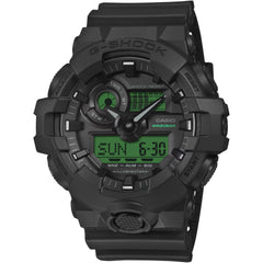 Casio Men's Watch - G-Shock Black and Green Analog-Digital Dial Strap | GA-700BEG-1A