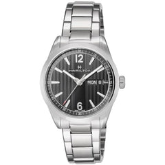 Hamilton Men's Watch - Broadway Quartz Black Dial Silver Steel Bracelet | H43311135