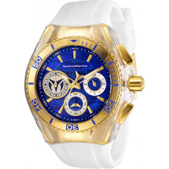 TechnoMarine Women's Watch Cruise Chrono Blue Dial White Silicone Strap | TM-118135