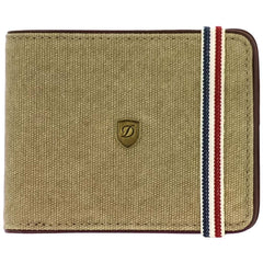 S.T. Dupont Men's Wallet Beige Canvas and Brown Leather with 6 Slots 190300