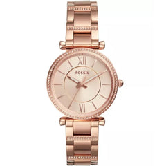 Fossil Women's Watch - Carlie Quartz Rose Gold Stainless Steel Bracelet | ES4301