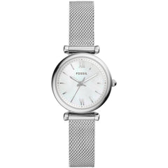 Fossil Women's Watch - Carlie Mini White MOP Dial Steel Mesh Bracelet | ES4432