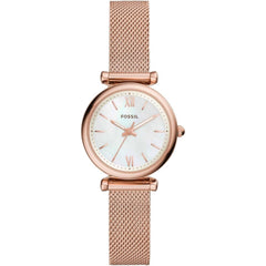 Fossil Women's Watch - Carlie Mini White MOP Dial Rose Gold Mesh Bracelet | ES4433