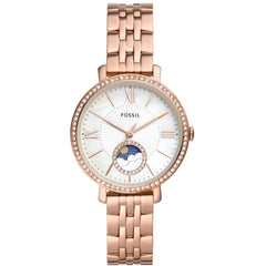 Fossil Women's Watch - Jacqueline Sun Moon White MOP Dial Rose Gold Bracelet | ES5165
