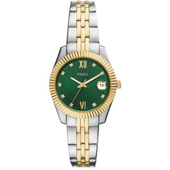 Fossil Women's Watch - Scarlette Quartz Green Dial Two Tone Steel Bracelet | ES5388
