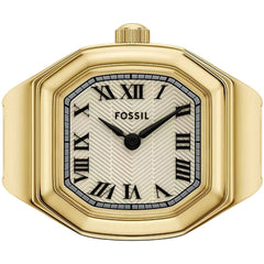 Fossil Women's Ring Watch - Harlow Quartz Cream Dial Yellow Gold Bracelet | ES5446