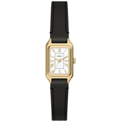 Fossil Women's Watch - Raquel Mini Quartz White Dial Black Leather Strap | ES5470