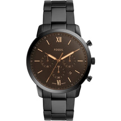 Fossil Men's Watch - Neutra Chronograph Quartz Brown Dial Black Bracelet | FS5525