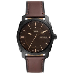 Fossil Men's Watch - Machine Quartz Black Case Brown Dial Leather Strap | FS5901