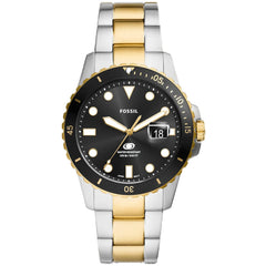 Fossil Men's Watch - Fossil Blue Dive Quartz Black Dial Two Tone Bracelet | FS6031