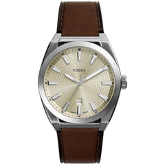 Fossil Men's Watch - Everett Quartz Cream Dial Brown Leather Strap | FS6071