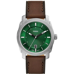 Fossil Men's Watch - Machine Quartz Steel Case Green Dial Brown Leather Strap | FS6085