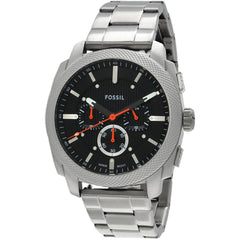 Fossil Men's Watch - Machine Quartz Chrono Black Dial Silver Tone Bracelet | FS6095