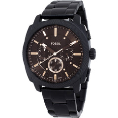 Fossil Men's Watch - Machine Quartz Chrono Brown Dial Black Steel Bracelet | FS6097