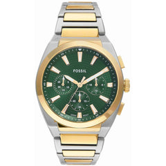 Fossil Men's Watch - Everett Quartz Chrono Green Dial Two Tone Steel Bracelet | FS6106